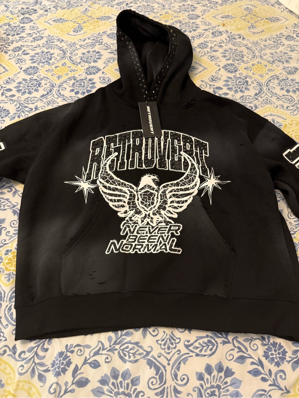 Retrovert Never Been Normal Men’s Black Fleece Hoodie